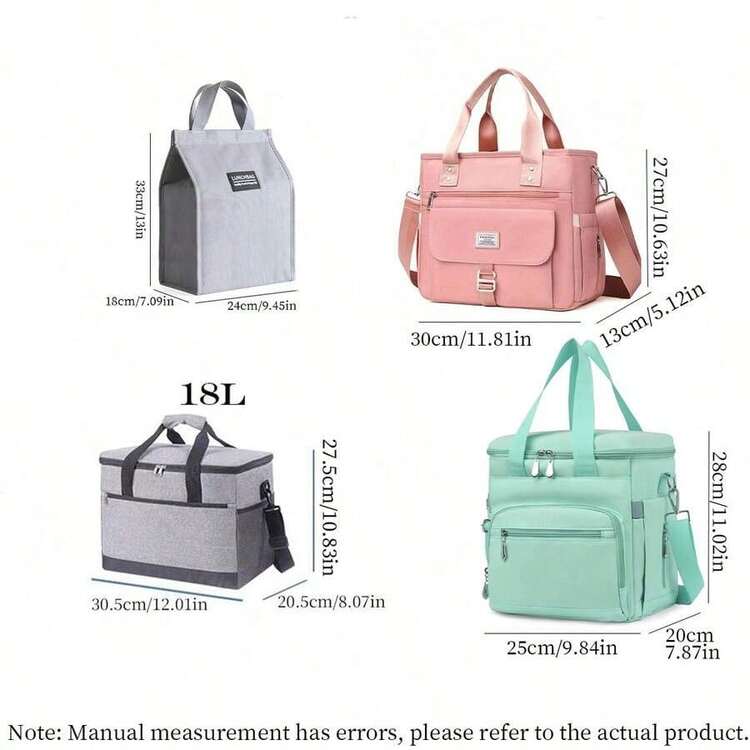 1pc Large Capacity Thickened Insulated Picnic Bag, Portable Cooler Lunch Box, Multi-Functional Outdoor Tote Thermal Bag - 綠色 - 查看 4