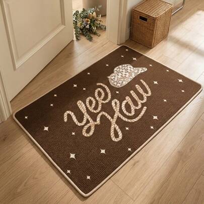 Tapete vintage americano minimalista com estrela e chapéu de cowboy (1 peça), ideal para banheiro, cozinha, hall de entrada, corredor, cabeceira, sala de estar e quarto. Lavável à máquina, em lã sintética macia. Decoração para casa.