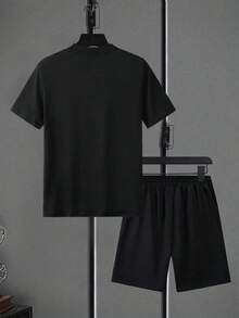 Men 2 Piece Set Graphic Tees Casual Print T Shirt And Shorts Set Vons Dutch Logo And Eye Design Y2k Style Soft Fabric Breathable Print T Shirt And Shorts Set - 黑色 - 查看 2