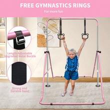 Adjustable Height Horizontal Gymnastic Bar For Children Multiple Sizes Available Steel Cons - Pink + Steel - View 7
