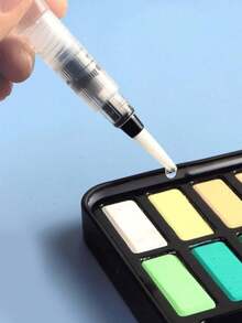 Watercolor Pencils & Water Brush Pen Set For Solid Watercolor, Refillable Nylon Brush With Fine Point & Flat Tip - A - View 5