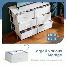 Sweetcrispy 3 Sizes Dresser Bedroom, Storage Drawers, Tall Large Fabric Storage Tower Organizer,Organization And Storage Clothes Organizer , Chest Of Drawers With Metal Frame Wooden Top Nursery, Closet, Living Room, Entryway, White - 白色 - 查看 10
