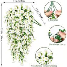 1/4 Pcs Outdoor Artificial Flowers Hanging Eucalyptus Plants Silk Morning Glory Vines UV Resistant Greenery Anniversary Graduation Wedding Party Home Office Porch Garden Yard Wall Spring Summer Decor - White-eucalyptus Morning Glory - View 3