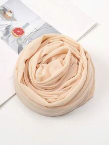 女士围巾帽两件套，多功能内衬头巾帽组合，可搭配头巾、中东长袍，弹性内衬头巾帽，雪纺围巾帽休闲套装 - 米色 - 查看 9