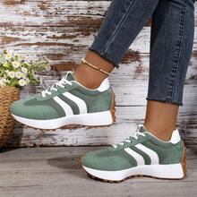 NOBLEARL 1 Pair Beautiful Premium Waist-Slimming Casual Sports Shoes, Thick Sole Breathable Mesh Running Shoes, Lace-Up Soft Bottom Non-Slip Student Sneakers - Green - View 12