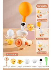 Juguete Montessori para niños con silbato, bola que sopla, tubo de soplado flotante, bola tres en uno, juguete educativo de habilidades motoras finas sensoriales - Amarillo - Ver 3