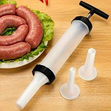[Christmas] 4-Piece Manual Sauasage Stuffer - Made Of Heavy-Duty Plastic, Comes With 3 Nozzles, Suitable For Homemade Sausages, Christmas Pies, And Kitchen Use - Easy-To-Clean Design. Suitable For All Four Seasons: Spring, Summer, Autumn, And Winter. - Multicolor - View 5