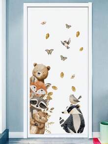 mama look 1pc Large Size PVC Removable Wall Sticker, Cartoon Animals Totem Pole Design Featuring Bears, Foxes, Mice, Lions, Birds, Rabbits Under Moonlight, 4 Peeking Dinosaurs, Animals Peeking In Sunshine, Suitable For Bedroom, Living Room, Study, Dining Room, Predicted For Home Wall Decor, Room Decoration - Multiple Styles - View 16