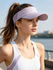 1pc Multi-Color Lightweight Breathable Sports Visor Hat, Women's Outdoor Sun Protection Ponytail Cap, Quick-Dry Mesh Tennis Fitness Hat,Holiday,Festival - Lightweight Visor - View 4