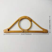 Correa para bolso de 27 cm de longitud con asa de madera de ratán y decoración circular, estilo bohemio, accesorio DIY para bolsos, accesorio esencial para viajes y vacaciones - Marrón - View 7