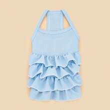 1 buah Gaun Ruffle Multilayer Suspender Mewah untuk Hewan Peliharaan, Gaun Musim Pernikahan yang Modis & Elegan untuk Kucing & Anjing, Pakaian Hewan yang Lembut & Bernapas, Pakaian Ringan & Nyaman untuk Semua Musim - Mint Blue - View 4