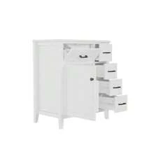 76x46x90cm Freistehender Badezimmerwaschtisch, Lackerte Oberfläche, Vier Geräuschlose Schubladen, Klappschubladen, Schranktürregale, Schwarze Griffe, Integrated Keramikwaschbecken, White. - White - View 7