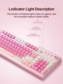 AULA F3099 Wireless Keyboard Rechargeable Mechanical Feel Gaming Keyboard RGB Backlight with Rotary Button Original AULA Bluetooth Keyboard For PC Desktop Game Office Laptop - 查看 11