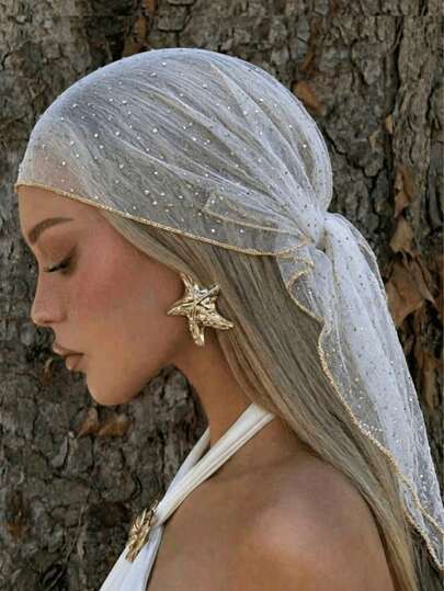 2026年春季新款女士时尚纯色刺绣印花镶钻头巾，款式简约时尚，休闲百搭，适合日常佩戴、度假、婚礼等场合，四季皆宜。