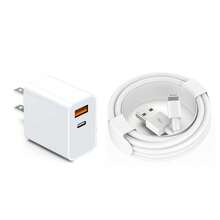 20W PD 美规插头墙式充电器适配器 + 200厘米 USB 转 Lightning 充电线，高速数据传输和快速充电，兼容 14 Pro Max/14 Pro/14 Plus/14/13/12/11/XS/XR/8/7/6 系列 - 美規A型插(110-127V) - 查看 13