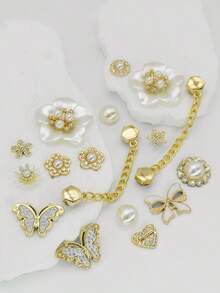 26pcs Set French Elegant Bowknot & Flower Decorative Buttons For DIY Sandals - Gold - View 2