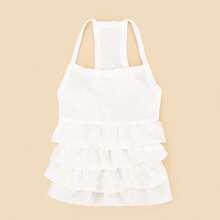 1 buah Gaun Ruffle Multilayer Suspender Mewah untuk Hewan Peliharaan, Gaun Musim Pernikahan yang Modis & Elegan untuk Kucing & Anjing, Pakaian Hewan yang Lembut & Bernapas, Pakaian Ringan & Nyaman untuk Semua Musim - Putih - View 3