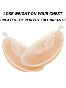 1双装女士硅胶隐形文胸，透气防水，硅胶提拉乳贴，时尚潮流设计 - 杏色 - 查看 8