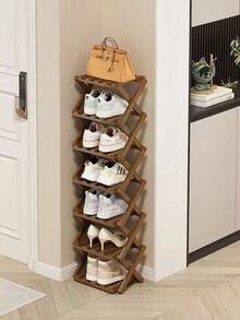 Foldable Shoe Rack, No Installation Required, Multi-Tier Storage, Home/Dorm Narrow Small Shoe Organizer - Brown - View 10