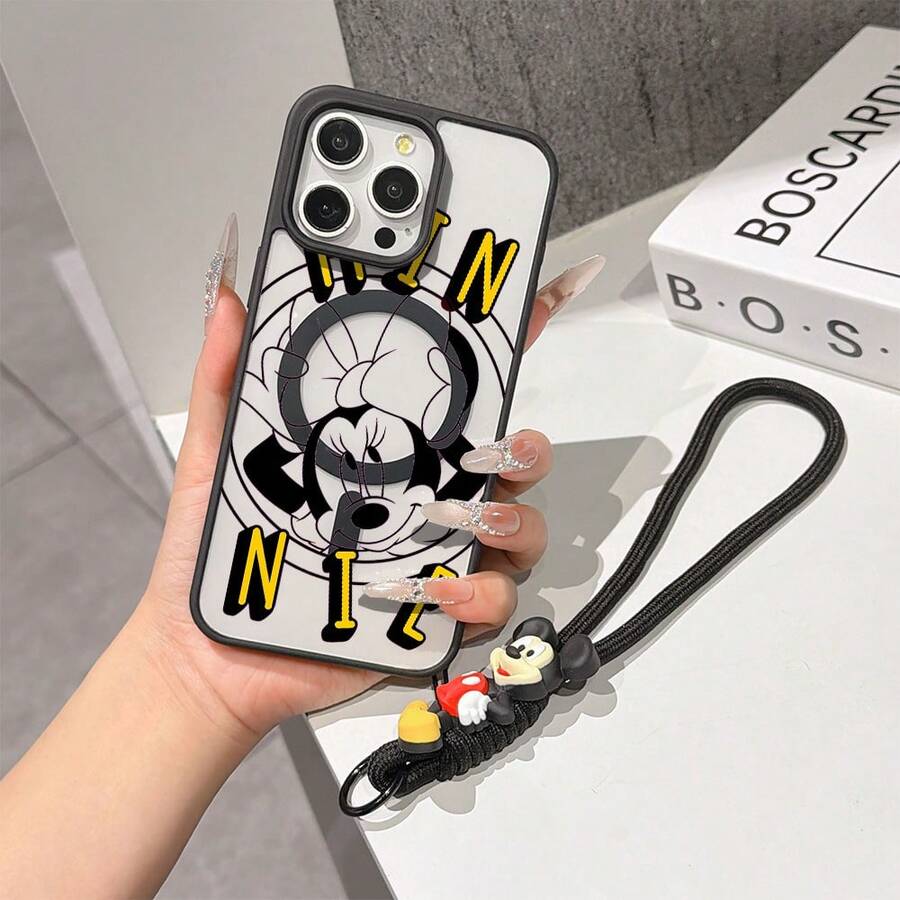 This Disney Mickey Mouse Lanyard Phone Case Is Fully Covered In TPU Material, Features Strong Magnetic Closure, Is Shockproof And Lightweight, And Is Compatible With IPhone17/16/11/13/15/15 Plus/15 Pro/15 Pro Max/12/14 Pro Max/11 Pro Max/12 Pro/12 Pro Max/13. This Phone Case Is A Popular Birthday Gift Or Business Gift Choice; It Is Durable, Stain- And Fingerprint Resistant, And Suitable For Both Men And Women. The Set Also Includes A Mickey Mouse Phone Case And A Mickey Mouse Plush Bracelet, Making It A Perfect Gift For Friends And Family. This Stylish Phone Case Is Fun, Lightweight, And Durable. IPhone17 Pro Max Phone Case, Minnie Mouse Phone Case. - màu đen - Xem 1