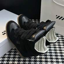 New Women's Suede Sneakers (Model Year 2026): Hidden Wedge Heel, Lightweight Upper, Concealed Reinforced Heel, Retro Street Style - 黑 - 查看 2