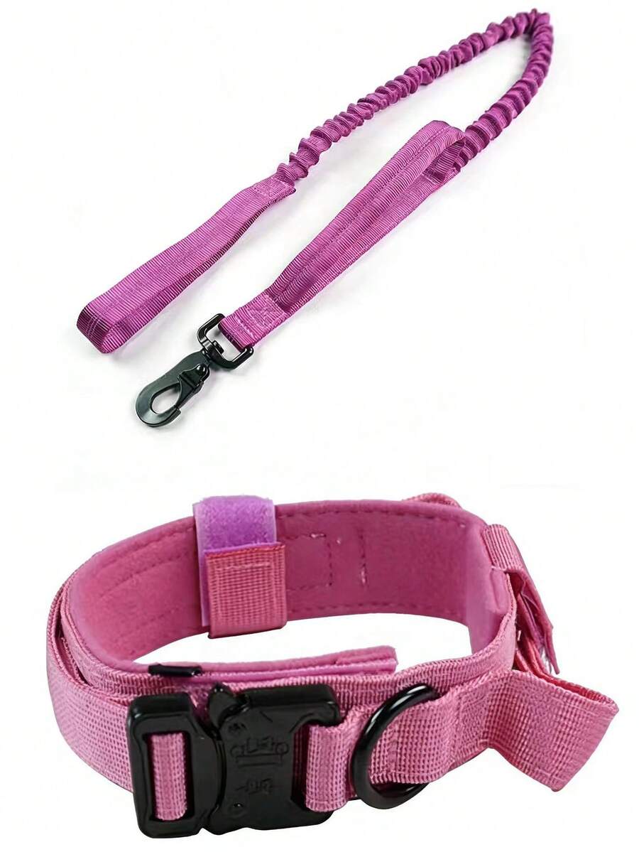 Bộ vòng cổ và dây xích huấn luyện chó chiến thuật, vòng cổ nylon điều chỉnh được kiểu quân đội với tay cầm điều khiển và khóa kim loại dành cho chó cỡ trung bình và lớn. - Nhiều màu - Xem 1