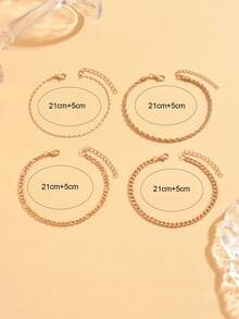 Bộ 4 chiếc vòng chân vàng tối giản thời trang, phong cách thoải mái, nhiều lớp, phù hợp với giày thể thao, giày thường ngày, hoạt động ngoài trời và chụp ảnh dành cho nữ. Lưu ý: Chiều dài dây chuyền thủ công có thể tùy chỉnh, số lượng có thể thay đổi. - Vàng - Xem 4