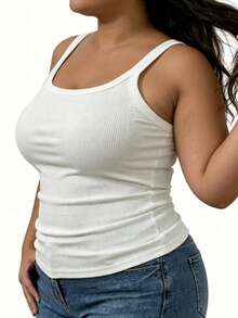 3pcs Plus Size Women Fashion, Comfortable, Casual Ribbed Camisole - Breathable, Fitted Sleeveless Casual Undershirt - Multicolor - View 5