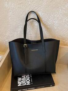 Large Capacity Handbag For Women, New Minimalist Fashion Versatile Commuter Shoulder Tote Bag - Black - View 9