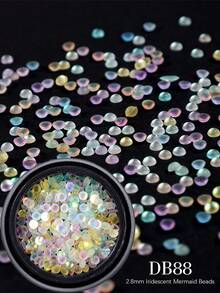 2盒幻彩美人魚美甲珠組，混色尺寸1/2/3mm & 2.8mm AB色氣泡樹脂美甲魚子珠，夏季彩虹水滴美甲飾品，DIY壓克力美甲、美甲沙龍美甲配件用品 - 彩色 - 查看 2