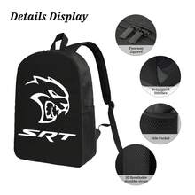 SRT Hellcat Cat Vibrant Printed Polyester Backpack - Sturdy Construction For Everyday Adventures - A - View 5