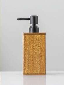 1pc Walnut Wood Refillable Bottle, Wooden Pump Lotion Bottle, Shower Gel Shampoo Storage Bottle, Empty Liquid Soap Dispenser - A - View 13