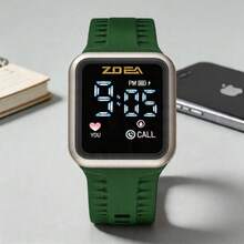 ZOEA Sports Smartwatch With Breathable Perforated Strap + Square Touchscreen + Fitness Style + Daily/Sport Use + Smartwatch - 軍綠色 - 查看 1