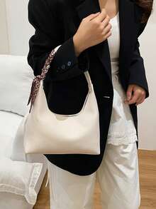 Bufanda de mujer como regalo, bolso de hombro minimalista - Blanco - Ver 4