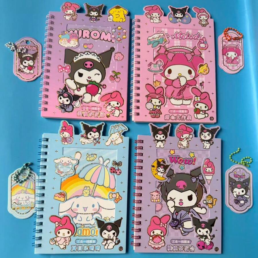 SANRIO 27pcs Cute Cartoon Sticker Combination Notebook, DIY Scrapbooking Material - Sticker - View 1