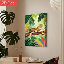 Vibrant Colorful Capybara In Tropical Wetland Swamp Wall Art Print, Modern Flat Style Jungle Animal Canvas Painting For Kids Room, Living Room Home Decor - Multicolor - View 5