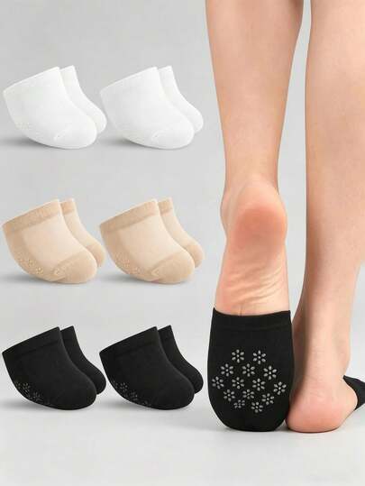 6 đôi/3 đôi/1 đôi ngẫu nhiên tất ngón chân cho nữ, tất ngón chân chống trượt vô hình, tất nửa chân in họa tiết lưới silicon, tất mắt cá chân hở ngón thoáng khí chống trượt cho nữ, tất màu trơn cho dép cao gót, tất nửa chân vô hình phù hợp với giày cao gót.