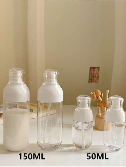 2 chai đựng sữa dưỡng thể chân không di động 50ml/100ml, kiểu bơm, có thể tái sử dụng, thích hợp đựng mỹ phẩm, kem dưỡng ẩm và cồn.