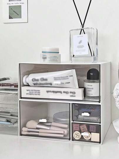 Hộp đựng mỹ phẩm bằng acrylic trong suốt, có ngăn kéo, có thể xếp chồng lên nhau, chống bụi, dùng để đựng mỹ phẩm, đồ chăm sóc da, son môi, đồ trang điểm và đồ dùng văn phòng.