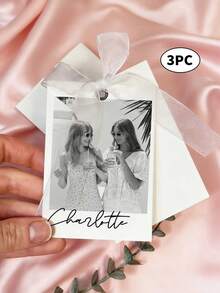 1/3 Sets Customized Photo & Text Bridesmaid Proposal Cards, Minimalist Style Bridesmaid Proposal Card Template With Bow, Will You Be My Bridesmaid Cards - Multicolor - View 15