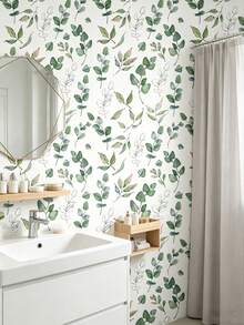 1 Roll Green Leaf Wallpaper, Bohemian Style Removable Design Wallpaper. Its Design Adopts A Modern Minimalist Self-Adhesive Style, Suitable For Cabinet Decoration, Bedroom Accent, Wall Panels With Removable Stickers, And Special Wall Surfaces Or Interior Decoration For The Entire Room. - Multicolor - View 9