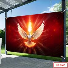 Pentecost Party Banner | Holy Spirit Dove & Holy Fire Design, Vibrant Polyester Religious Decor For Christian Celebrations, Church Events, And Spiritual Gatherings, Church Event,Headscarf,Banner,Flag,Room Deocr,Wall Deocr,Living Room Deccor, 2D Flat Tapestry, Local Printed Textile Wall Decor Garden Flag, Polyester Decorative Wall Hanging, Room Banner, Wall Banner, For College Dorm Decor, Outdoors, Parties, Festival Gifts Birthday Graduation Room Decor Home Decor Wall Decor Bedroom Decor Wall Art Poster Home Decor Living Room Tapestry For Room Wall Tapestry Room Decoration Stuff Gifts Suitable For Party Daily Anniversary Party Valentine's Day Wedding Anniversary Easter Mother's Day Graduation Father's Day Birthdays Anniversaries Thanksgiving, Christmas, Halloween, New Year's, Tea Room, Bedroom, Living Room, Indoor Home, Outdoor Flag Wall Tapestry - Multicolor - View 6