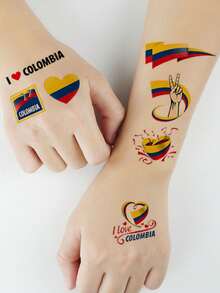 Hình dán xăm tạm thời hình cờ Mỹ, 10 tờ, gồm cờ Brazil, Argentina, Ý, Úc, Uruguay, Colombia và các quốc gia khác, chống thấm nước, trông như thật và giống hình xăm thật. - Nhiều màu - Xem 9