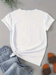 Women T-Shirts - White Black Orange - View 4