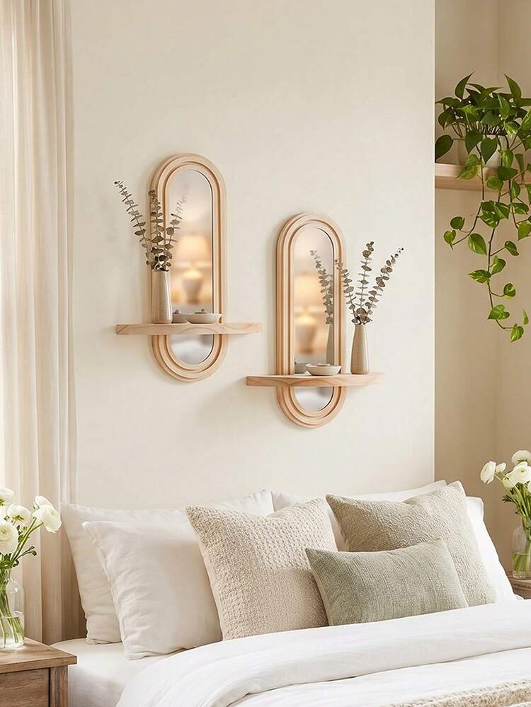 1pc Arched Wall Mounted Mirror Rack, Modern Decorative Wall Mounted Storage Rack, Minimalist Hanging Vanity Organizer Rack, Stylish Mirror Frame Decor, Suitable For Living Room, Bedroom, Bathroom, Entryway, Dressing Room, Apartment Wall Display - Multicolor - View 5