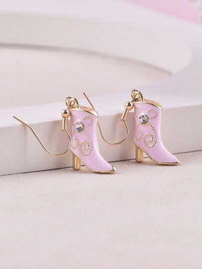 1 Pair Fashion High Heel Cowboy Boot Earrings, Party Jewelry Decoration For Women
