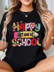 Happy Last Day Of School Graphic T-Shirt For Teachers And Students, Fun Back To School Holiday Design T-Shirt, Summer Outfit For Kids And Adults. - Black - View 8