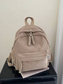 1pc New Minimalist Backpack, Casual Simplistic Fashion. Featuring Zipper Design, Adjustable Shoulder Straps, Suitable For Teenagers, Shopping, And Travel. Can Easily Fit Daily Essentials, A Versatile Stylish Item For Various Occasions. The Backpack Is Highly Applicable And Also Makes An Excellent Gift For Friends. - Multicolor - View 17