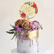Bộ 1/3/6 chiếc phụ kiện trang trí bánh kem hình hoa bằng acrylic với chữ "Feliz Dia Mama" (Ngày của Mẹ), thích hợp để trang trí bánh kem trong bữa tiệc Ngày của Mẹ. - Nhiều màu - Xem 2