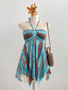 Vestido de vacaciones con estampado colorido para mujer - Multicolor 2 - Ver 4